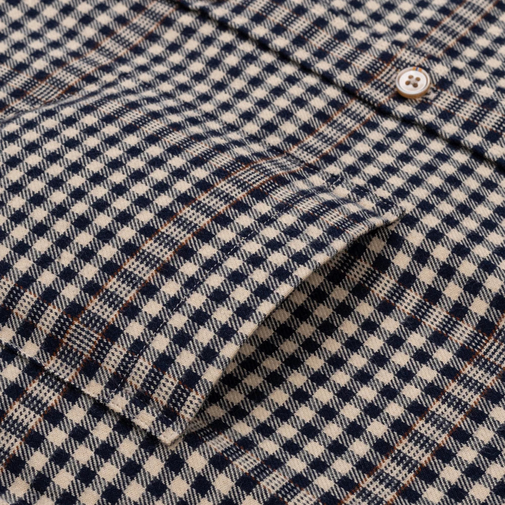 Men's flannel long sleeve shirt by Showlu Fashion, heavy cotton plaid casual shirt with soft brushed fabric in striped pattern