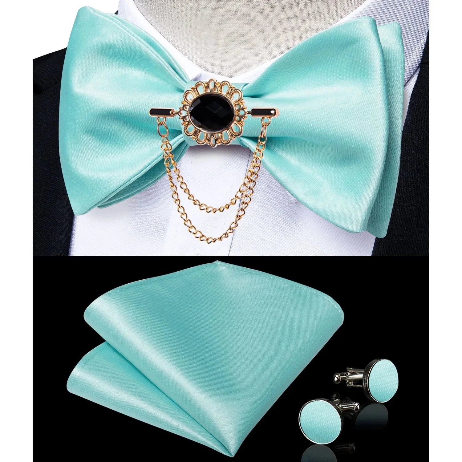 Pink plaid silk self-tie bow tie set with brooch and handkerchief, stylish accessories by SHOWLU FASHION STORE