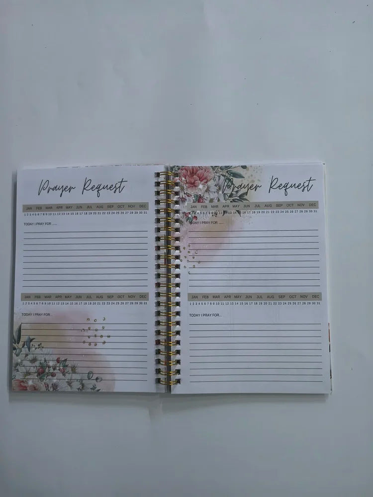 Showlu 24-week Scripture devotional prayer journal and Bible notebook with inspirational pages and handwritten prayer sections.