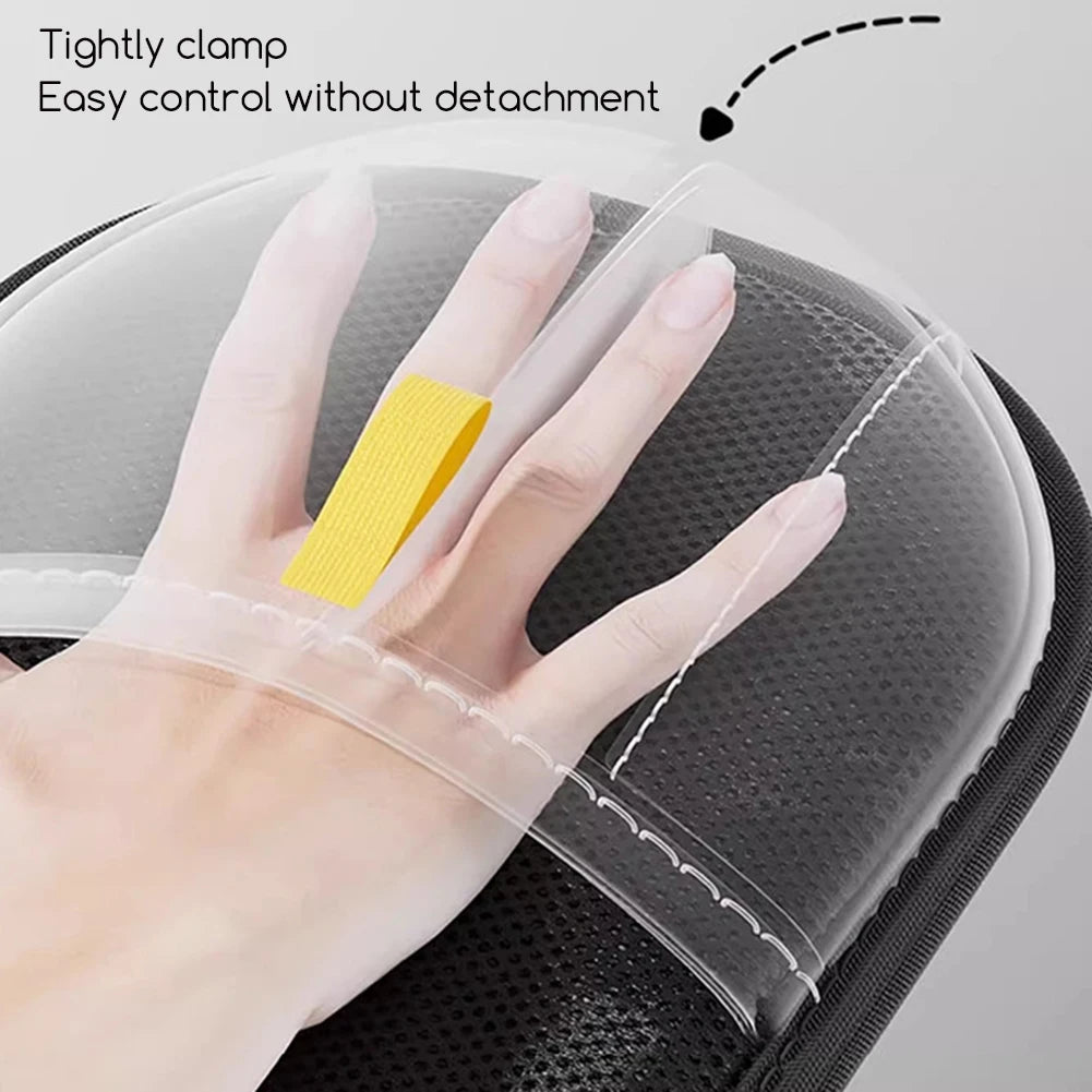 Showlu Pet Electrostatic Hair Removal Gloves for dogs and cats, showing the gloves with fur removal in use.