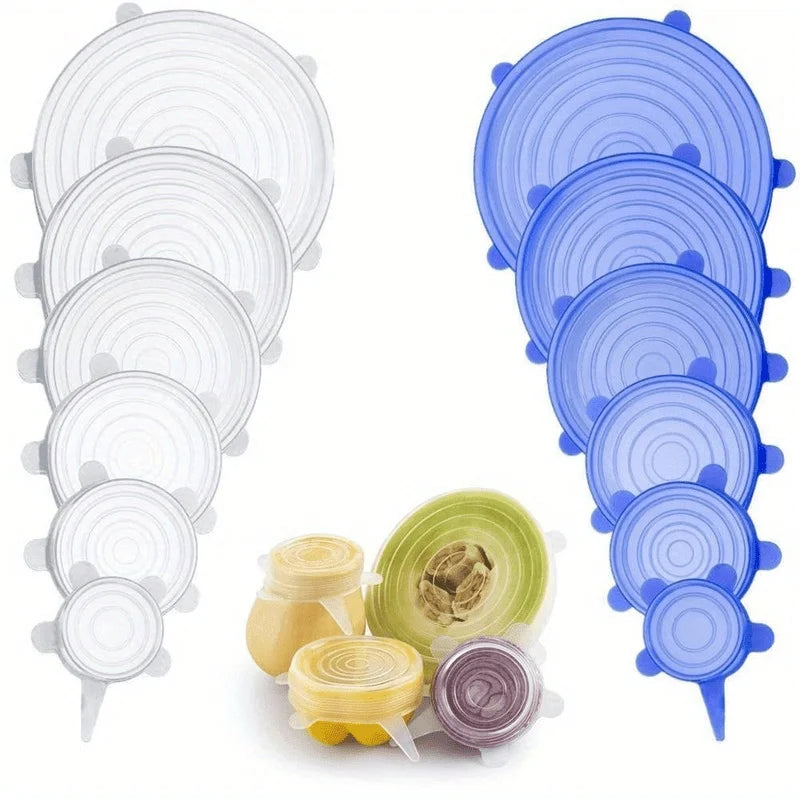 Showlu Smart General silicone stretch lids in various sizes, flexible and reusable for covering bowls and containers.