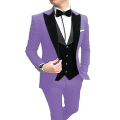 3 Pieces Green Men Suits Slim Fit  Best Men Wear Wedding Business Groom Tuxedos Blazer+Vest+Pants Costume Homme