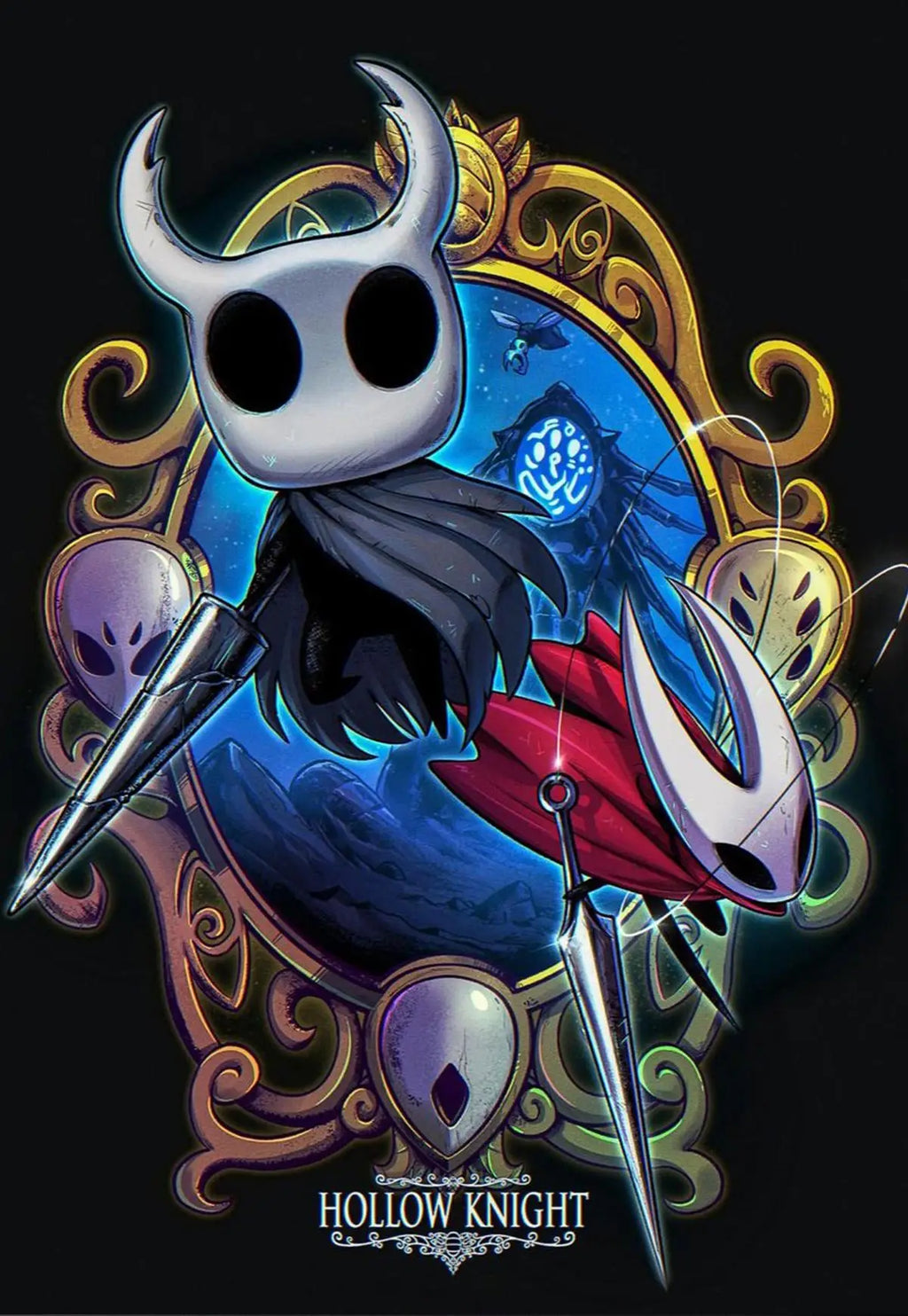 Hollow Knight canvas wall art featuring a modern video game poster with game character design for home decor.
