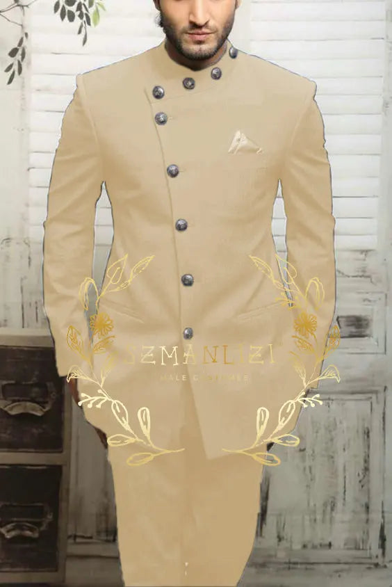 Navy blue Indian design men's slim fit suit blazer and trousers, formal wedding and business attire, Showlu Fashion Store
