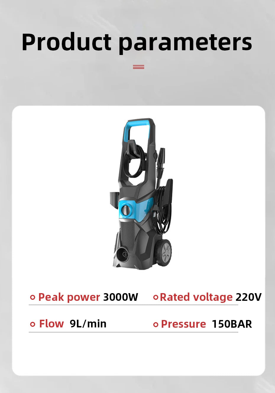 Showlu Smart General electric pressure washer with 3000 PSI and adjustable spray nozzle, ready for cleaning outdoor surfaces