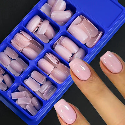 MAFANAILS 100pcs Pink White Press On Nails | Medium Trapezoid Acrylic Tips
