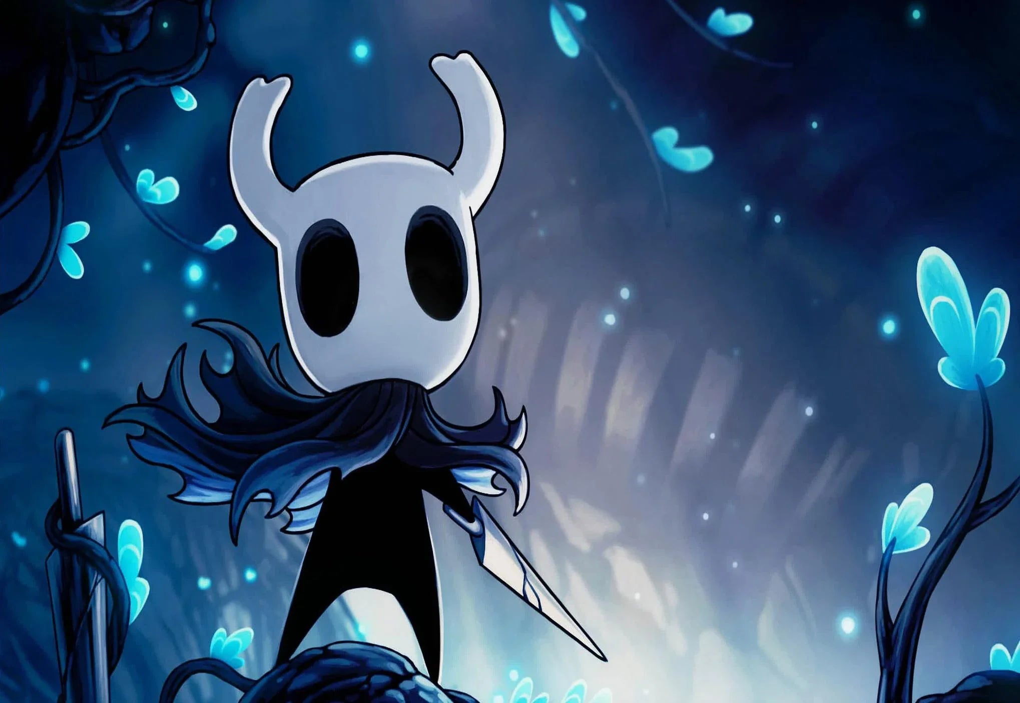 Hollow Knight canvas wall art featuring a modern video game poster with detailed artwork for home decor.