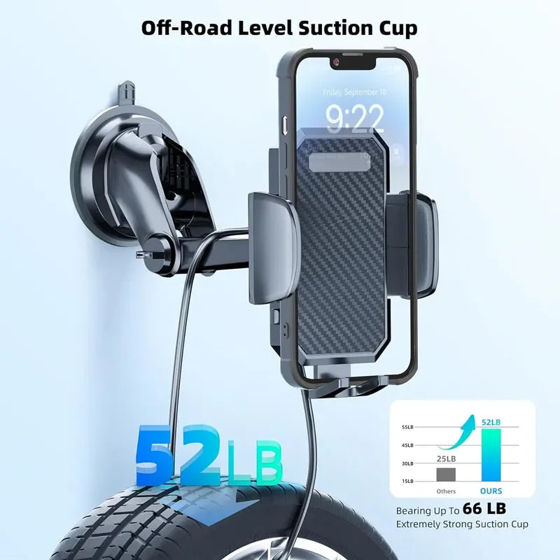 SHOWLU FASHION STORE VIKEFON universal car phone holder mounted on dashboard and air vent, adjustable for secure smartphone placement