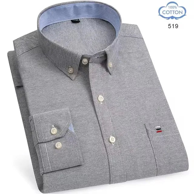 Men's long sleeve plaid cotton Oxford shirt with striped checked design in red, 7XL size, from Showlu Fashion Store.