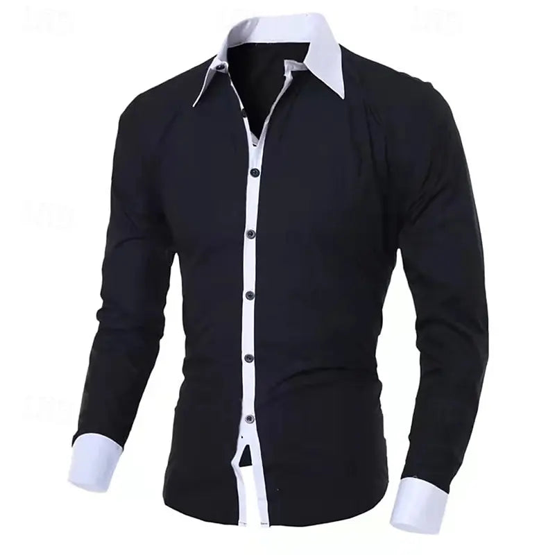 Pink and blue solid color fashion office shirt with lapel, button closure, soft fabric, available in XS to 6XL by Showlu Fashion.