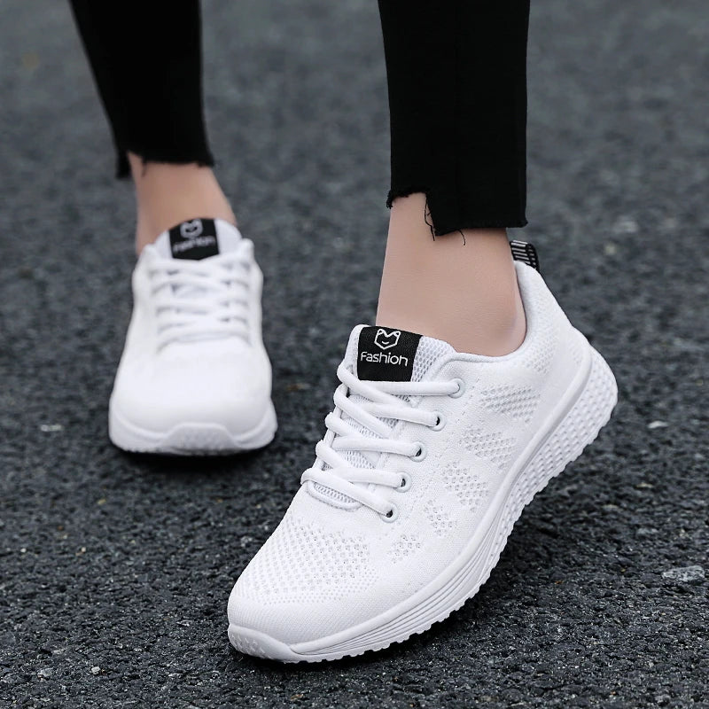 Women's breathable air mesh platform sneakers by SHOWLU FASHION STORE, featuring lightweight running shoes with stylish design.