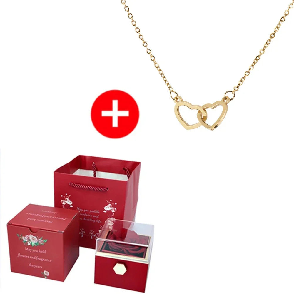 SHOWLU FASHION STORE JMjermyn Rotating Eternal Rose Jewelry Box with wedding necklace case, decorative flower design and elegant storage.
