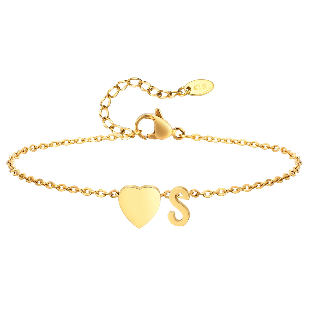 Women’s stainless steel heart initial anklet bracelet with adjustable beach jewelry design and personalized name foot chain.