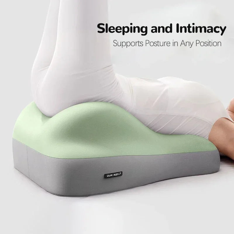 Showlu Memory Foam Ergonomic Bed Pillow with cotton cover, wedge waist cushion for support and comfort in a bedroom setting