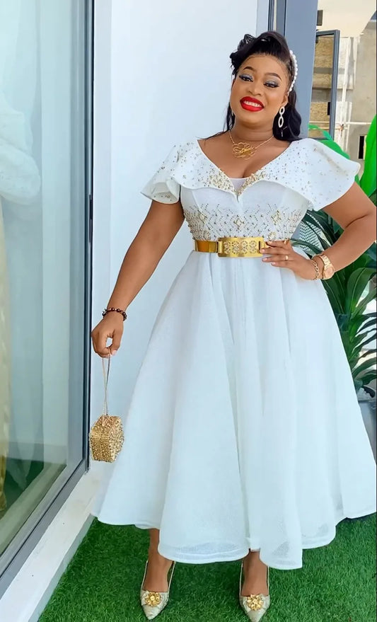 Plus Size African Wedding Party Dresses for Women 2024 New Dashiki Ankara Evening Gown Turkey Outfit Robe Africa Clothes