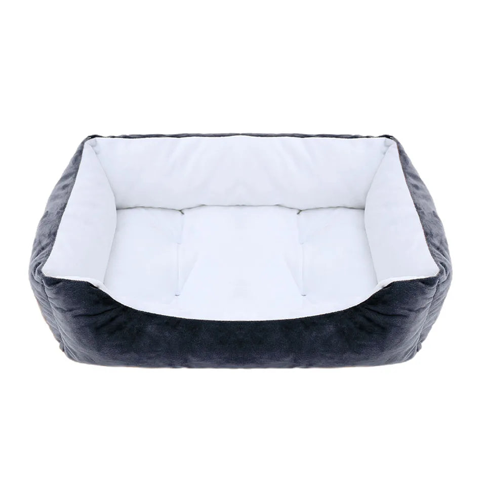 Square plush calming dog bed by Showlu Fashion, waterproof Oxford pet sofa with soft, cozy fabric for pets' comfort and relaxation.
