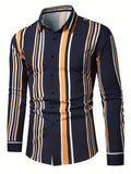 Showlu men's casual long sleeve shirt with 3D striped flower print silk fabric, stylish and comfortable for everyday wear.