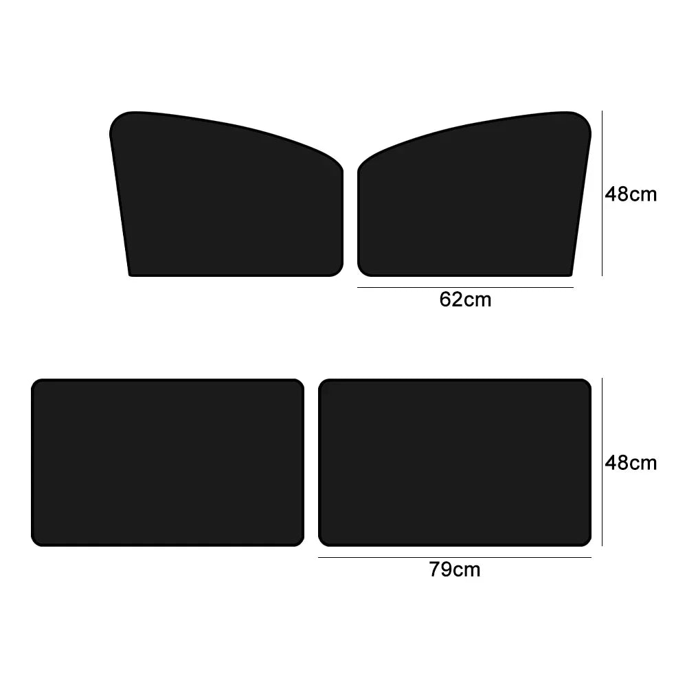 Magnetic car sunshade by Showlu Smart General, lightweight black fabric designed to block sunlight and reduce interior heat.