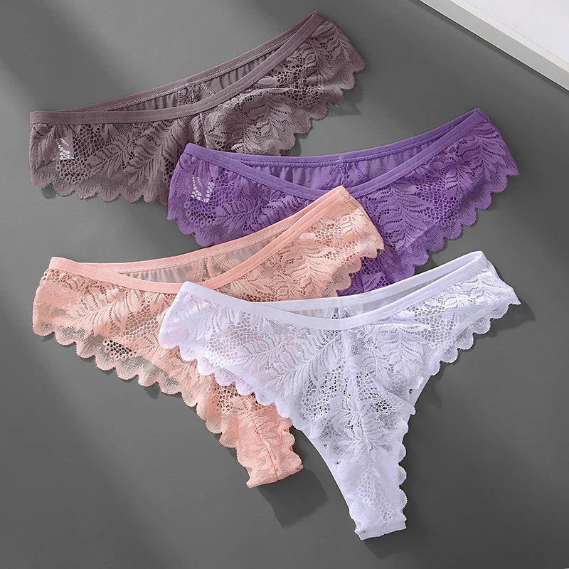 All Of Me women's lace G-string thong featuring low-rise nylon lingerie with delicate lace details.