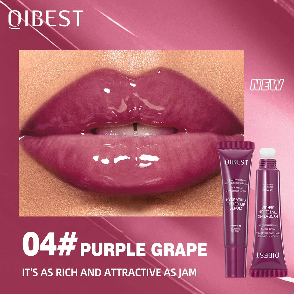 SHOWLU FASHION STORE QIBEST Watery Crystal Jelly Lip Oil in clear tube, moisturizing tinted lip glaze with a shiny, glossy finish