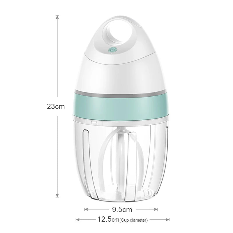 Showlu Smart General handheld USB electric egg beater mixer with mini whisk attachment for cream and cake batter.