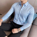 10Color High Quality Solid Dress Shirt Men Simple Long Sleeve Slim Fit Business Shirts Homme Social Casual Shirt Plus Size 5XL-M