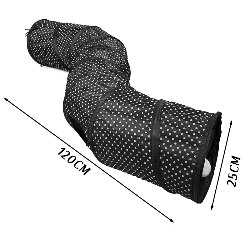 S T Y Shape Cat Tunnel 3 Way Collapsible Foldable Interactive Toys Hanging Ball Polka Dot Kitten Play Tube Rabbit Boredom Relief