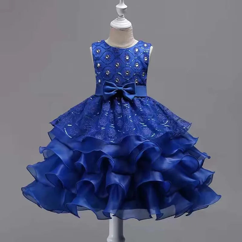 Showlu Fashion baby girl flower girl dress for wedding and parties, size 2-8 years, with floral design and elegant style.