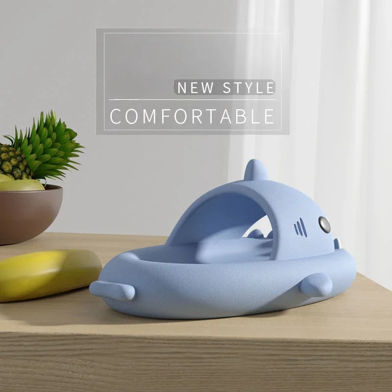 Mr.nut Shark slippers by SHOWLU FASHION STORE, non-slip EVA platform slides for men and women, shown in a close-up view.
