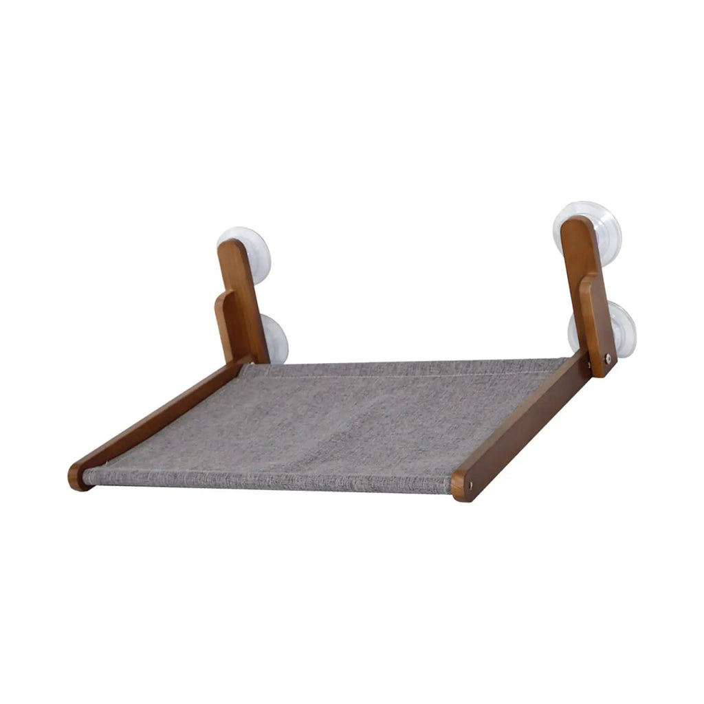 Wooden cat window hammock by Showlu Fashion Store, foldable sunbath perch bed with a cozy, elevated perch for cats to relax and bask in sunlight.