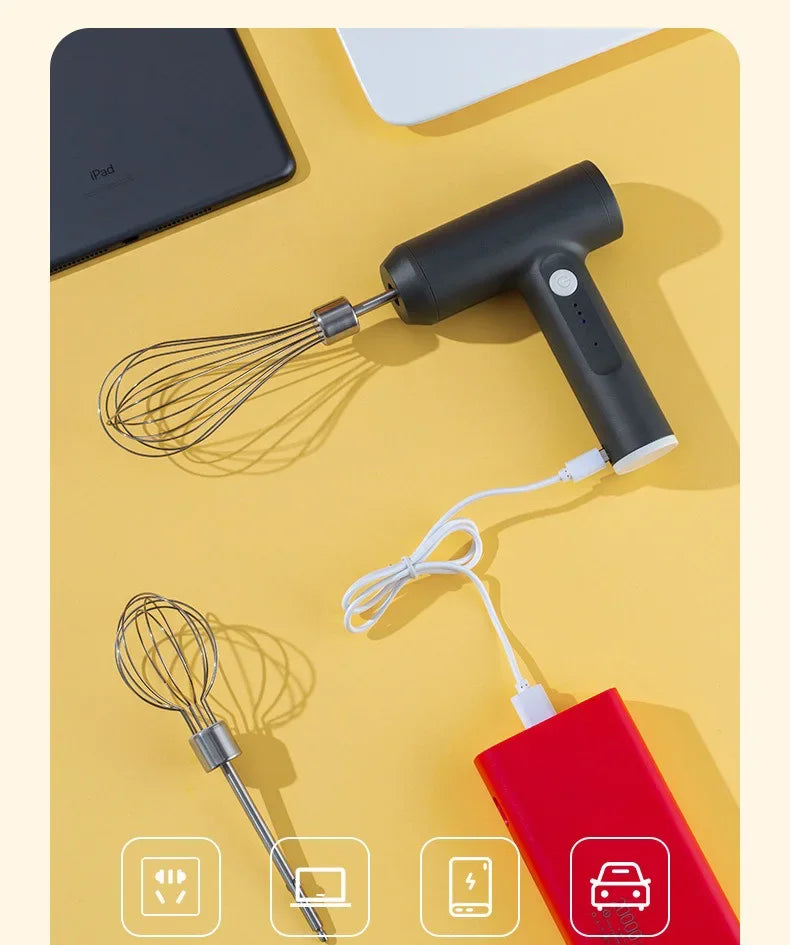 Showlu Smart General electric egg beater with stainless steel beaters and ergonomic handle, ready for kitchen mixing tasks.