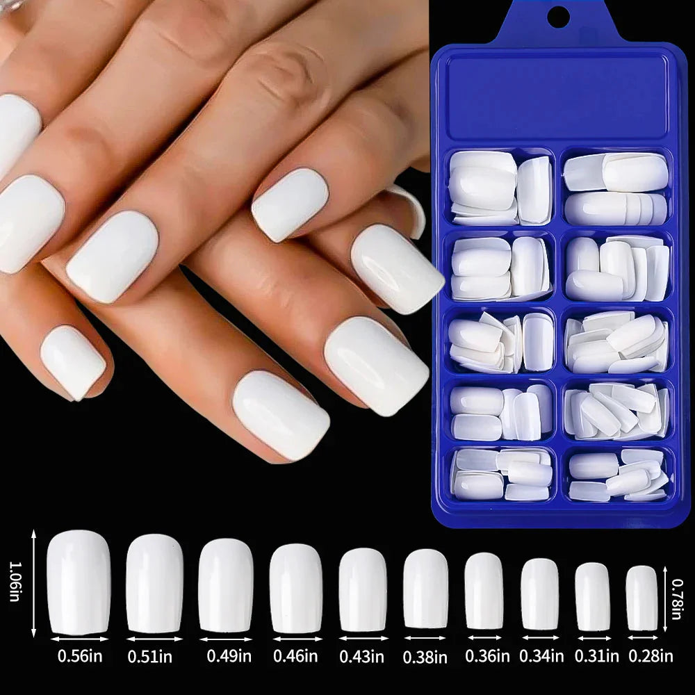 Black matte almond press-on nails by MAFANAILS, medium acrylic tips, shown in a set of 100 pieces with natural finish.