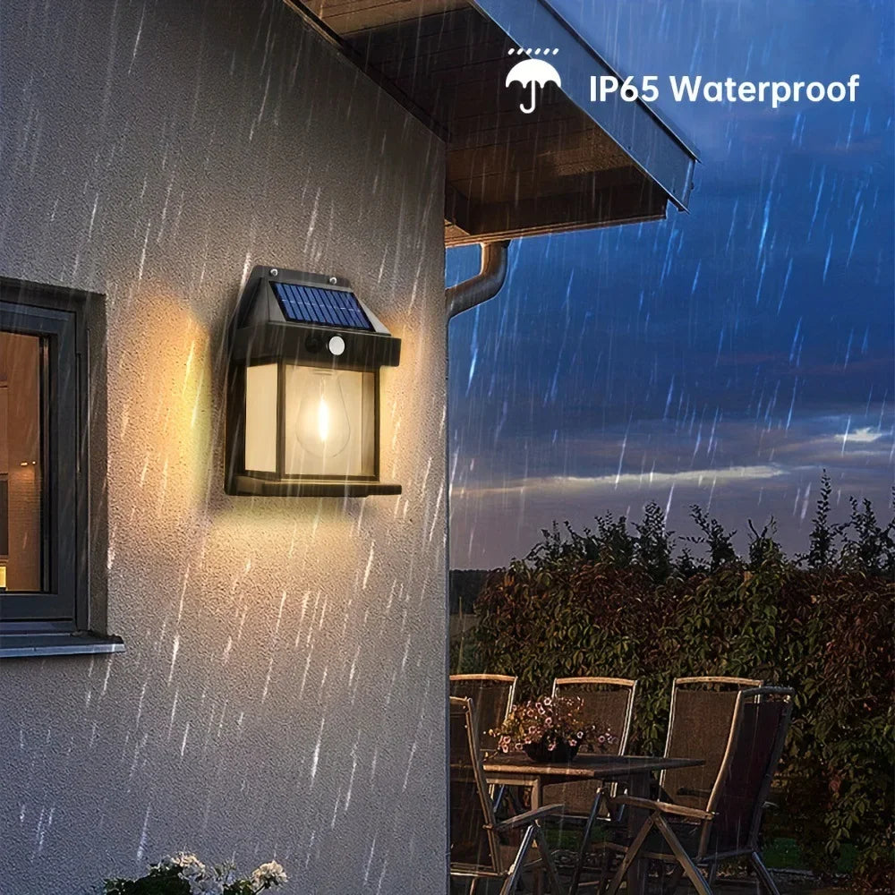Showlu Smart Solar Motion Sensor Wall Light with IP65 waterproof LED, exterior security lighting with adjustable motion detection