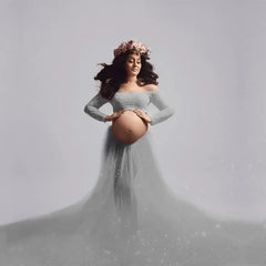 Sexy Maternity Photoshoot Dress Woman Lace Tops Tulle Skirt Pregnancy Photography Sets For Pregnant Women Baby Shower Maxi Gown