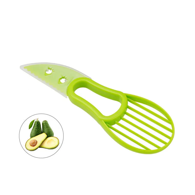 Showlu Fashion Store 3-in-1 avocado tool with knife, pitter, and slicer for easy avocado preparation.