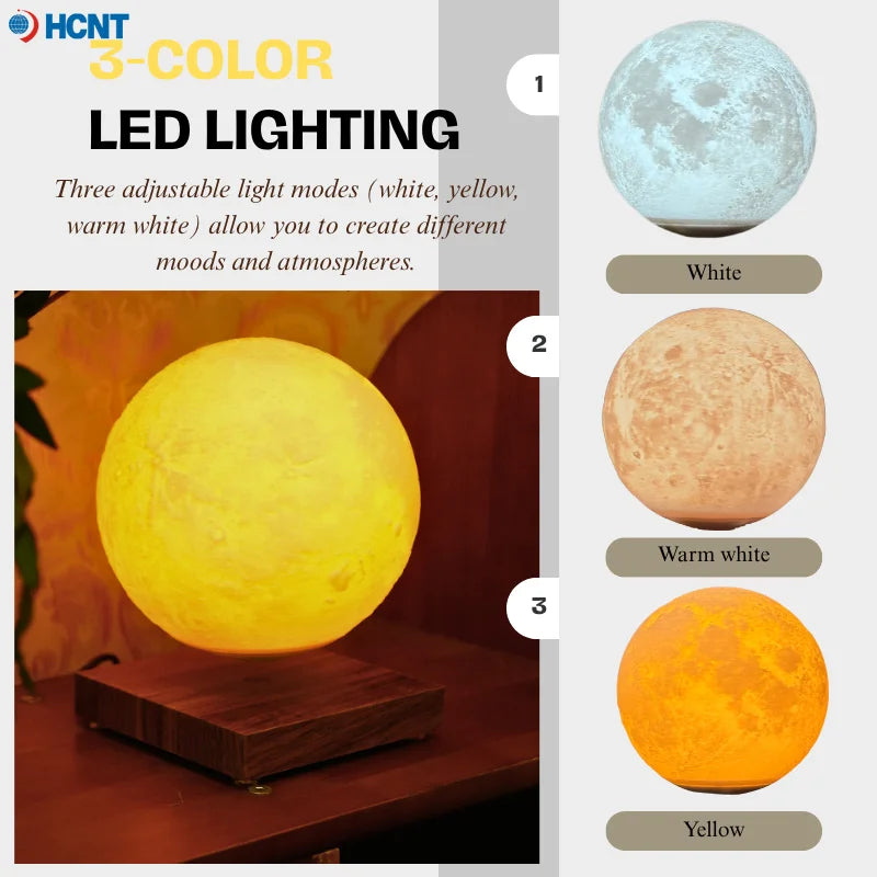 Magnetic levitating moon lamp by Showlu Smart General, featuring a realistic moon design and floating magnetic base.
