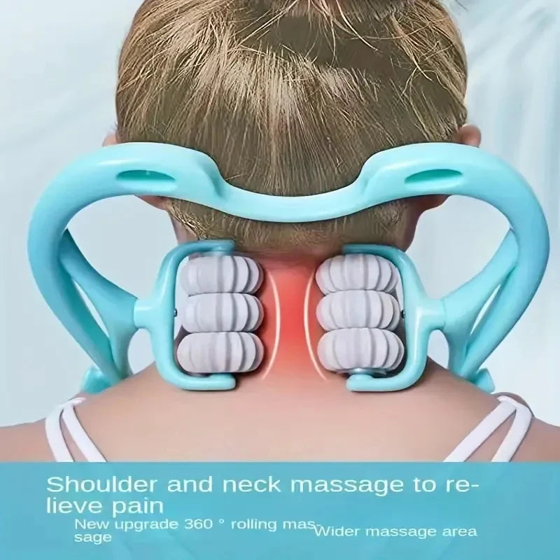 OREADEX Six Wheel Cervical Neck Massager by SHOWLU FASHION STORE showing manual kneading design for fatigue relief.