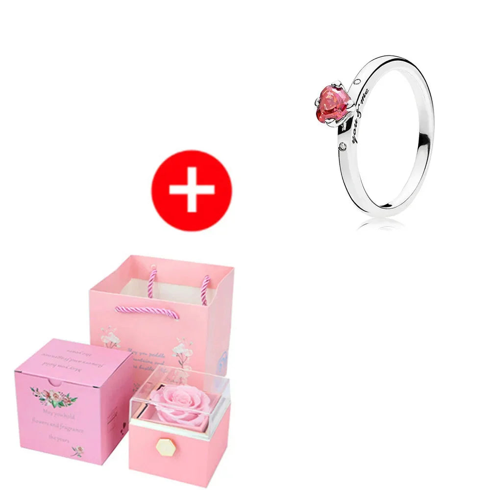 SHOWLU FASHION STORE JMjermyn rotating eternal rose jewelry box with wedding necklace case, featuring a floral design and compact display.