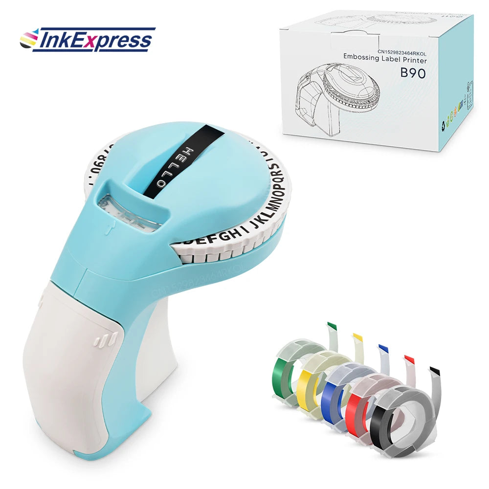 Showlu Smart General 3D tape printer with manual embossing label maker, 9mm width, for creating custom embossed labels.