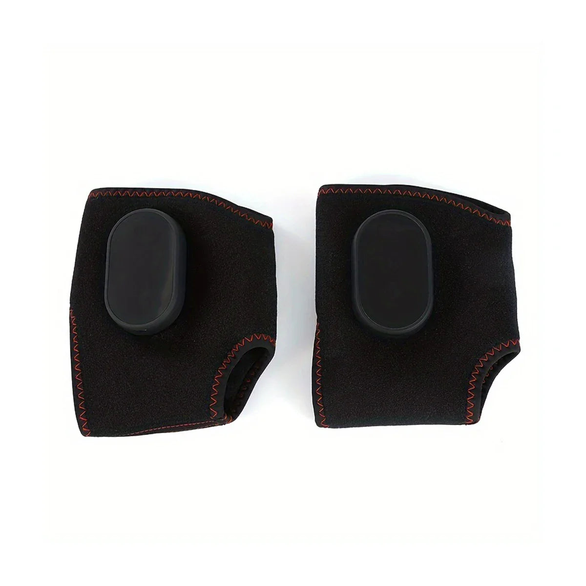 SHOWLU Rechargeable Ankle Massager with vibration and heat therapy, black device shown in use on ankle for pain relief and relaxation.