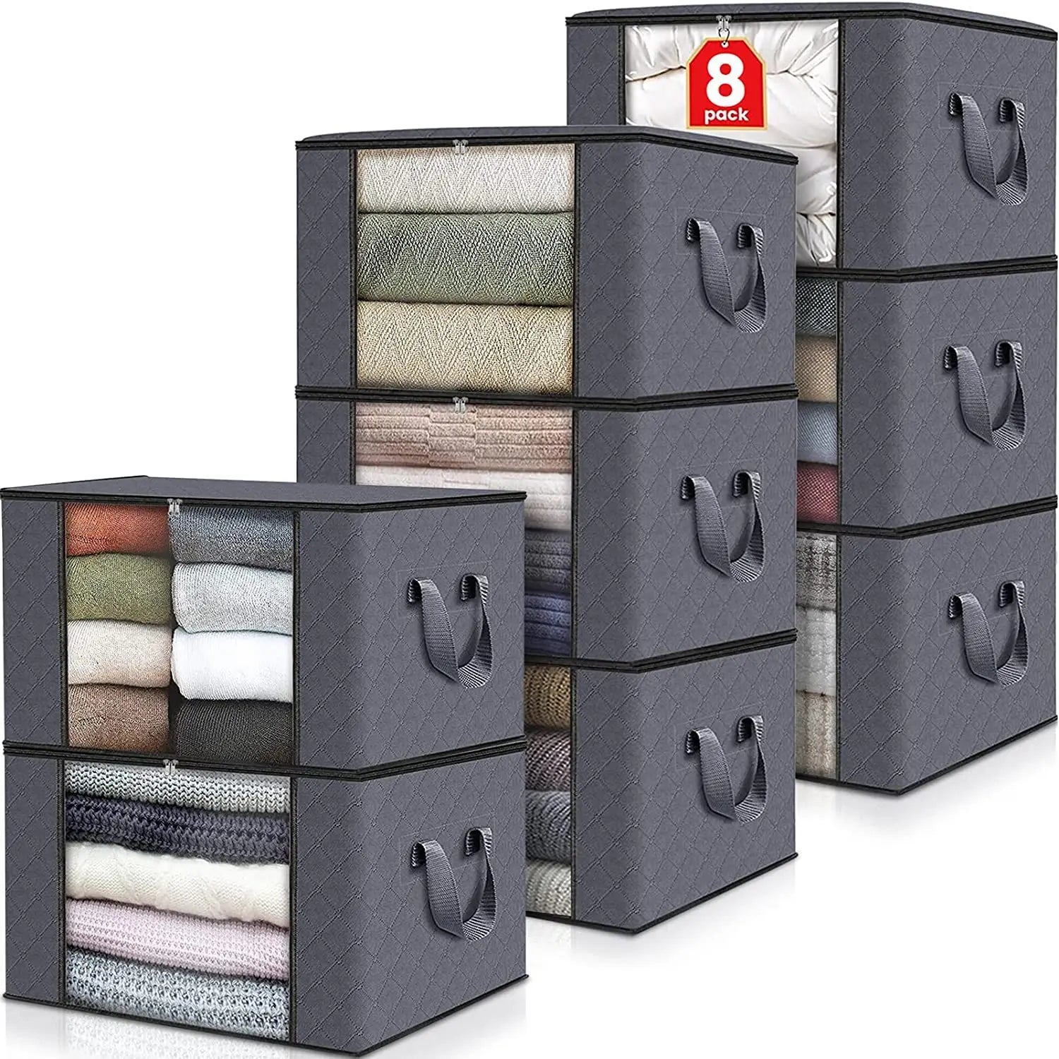 Foldable Showlu Smart General storage boxes for home organization, showcasing their compact, foldable design and versatile use.