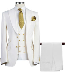 Elegant Men's Suits 3 Pieces Sets For Men Formal Slim Fit Business Tuxedo Groom&Groomsman Suit(Blazer+Vest+Pants)