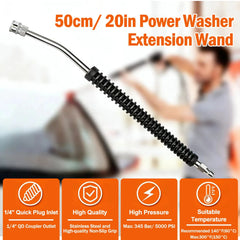 Car Pressure Washer Extension Wand Power Washer Wand Extension for Car Wash Stainless Steel Non-Slip Grip with1/4” Quick Connect