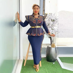 2 PCS Sets African Clothes for Women Tops And Skirts Suits Dashiki Ankara 2025 Outfits Gown Plus Size Wedding Party Dresses