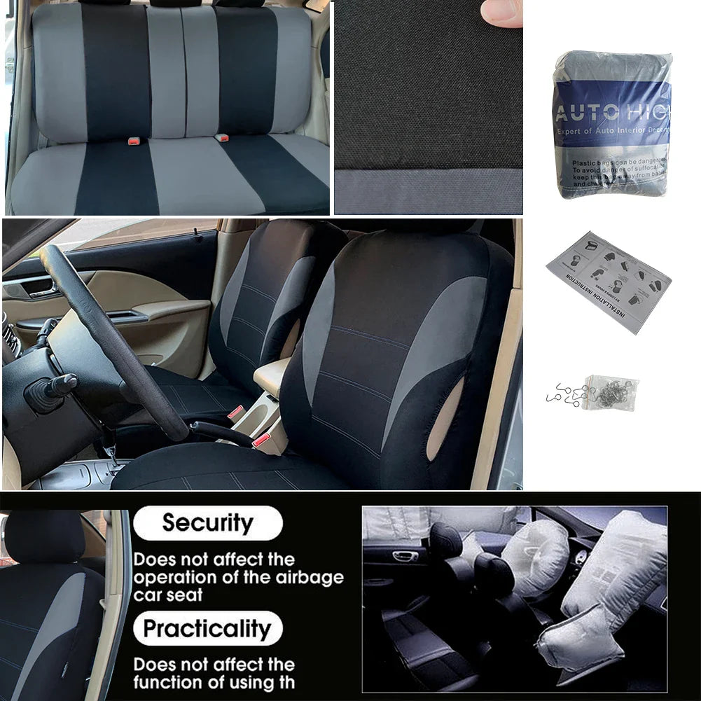 Universal AUTO HIGH car seat covers by SHOWLU FASHION STORE, polyester front and rear protectors for vehicle seats.