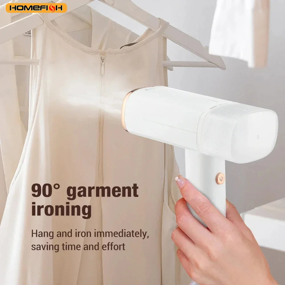 Showlu Smart General HOMEFISH 1000W Portable Foldable Garment Steamer with adjustable steam nozzle and compact design.