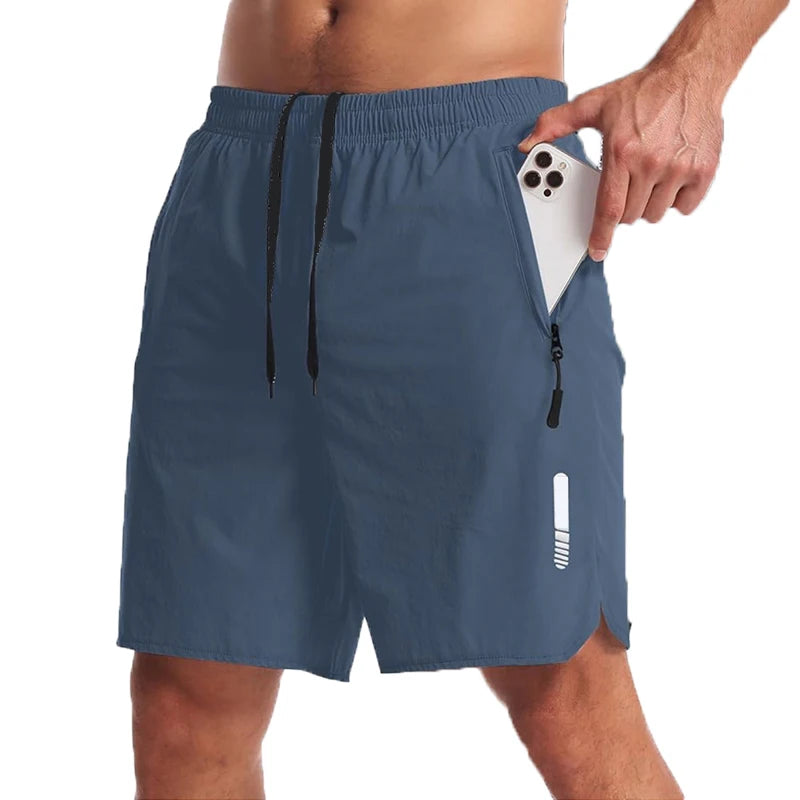 Men's sport shorts in lightweight fabric, designed for running, gym, and beach activities, by Showlu Fashion.