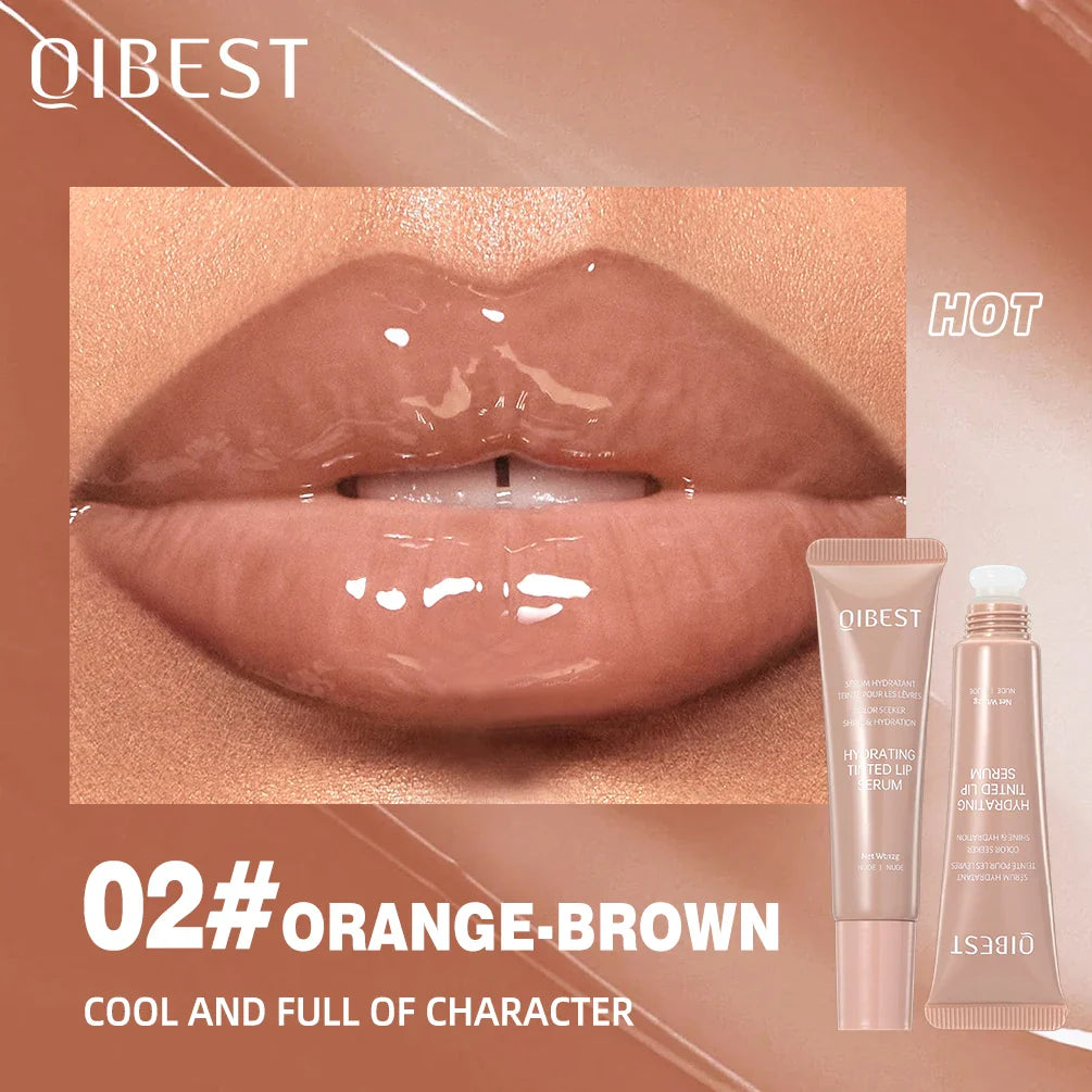 QIBEST Watery Crystal Jelly Lip Oil by SHOWLU FASHION STORE showing a moisturizing tinted lip glaze in a clear, glossy container.