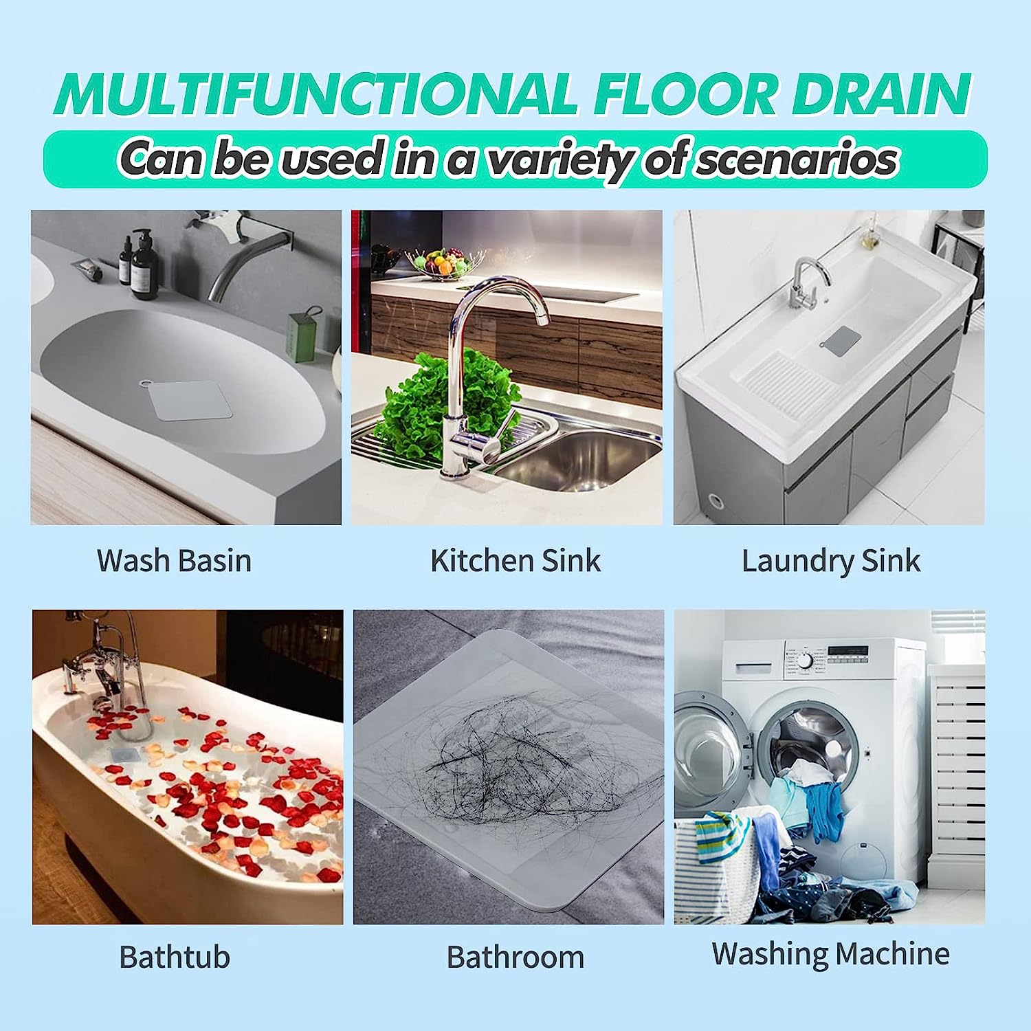 Silicone drain stopper by Showlu Smart General, flexible and durable for sealing sinks and preventing water drainage.