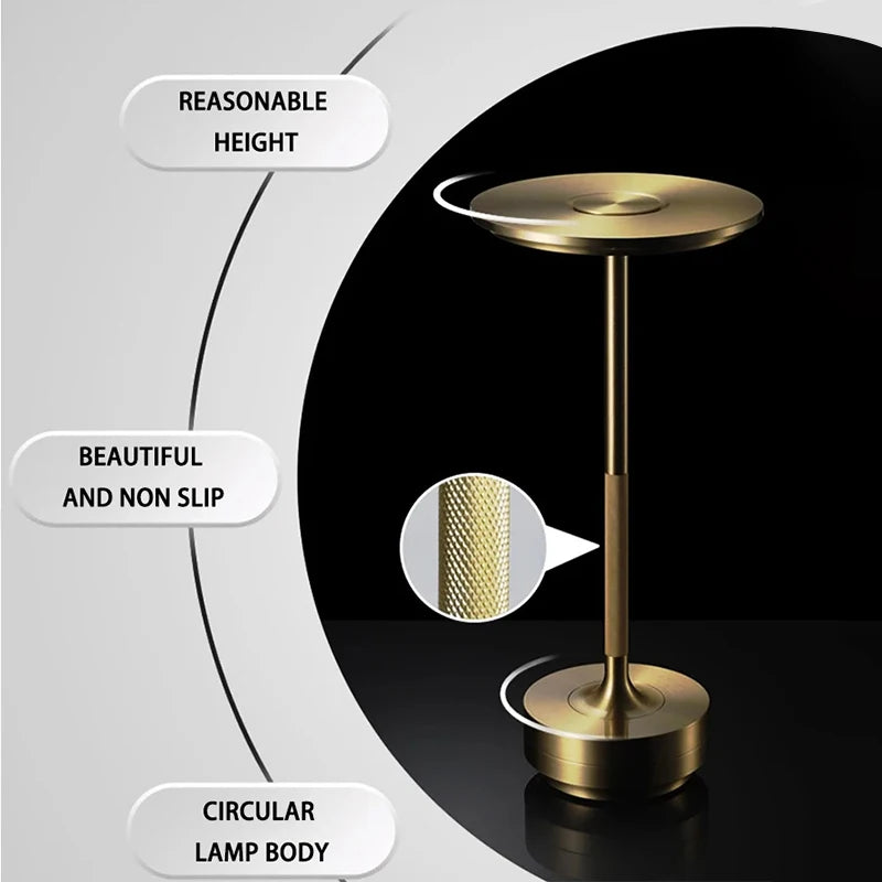 Showlu Smart Touch Control LED table lamp with rechargeable, dimmable USB, featuring a modern design and touch-sensitive controls.